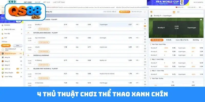 4 thủ thuật chơi thể thao xanh chín